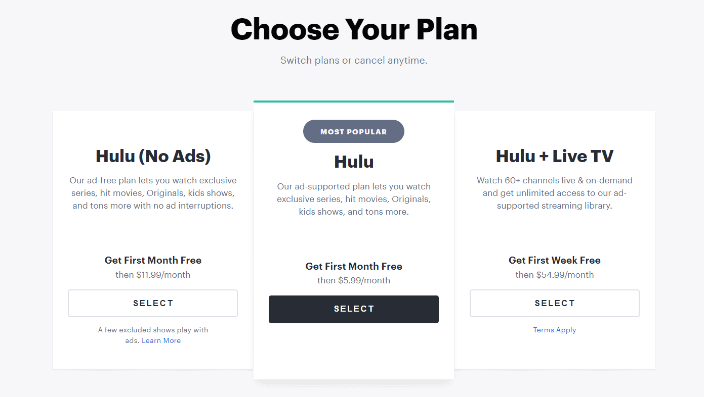 Hulu 方案價錢